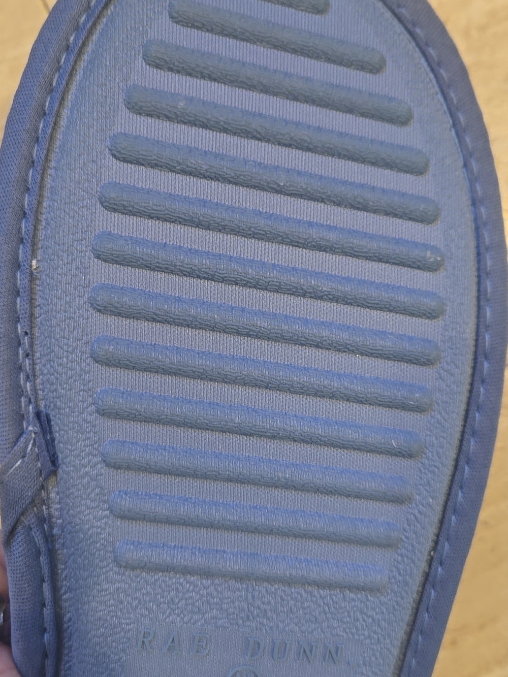 Rae Dunn "Rise and Shine" Denim Blue Slippers - Picture 6 of 11
